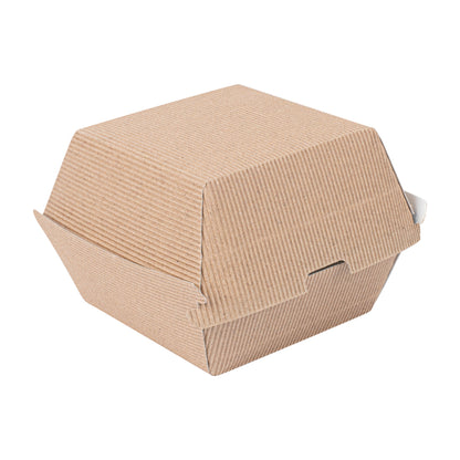 Bio Tek Kraft Paper Burger Box - Ripple Wall - 4" x 4" x 3 3/4" - 100 count box