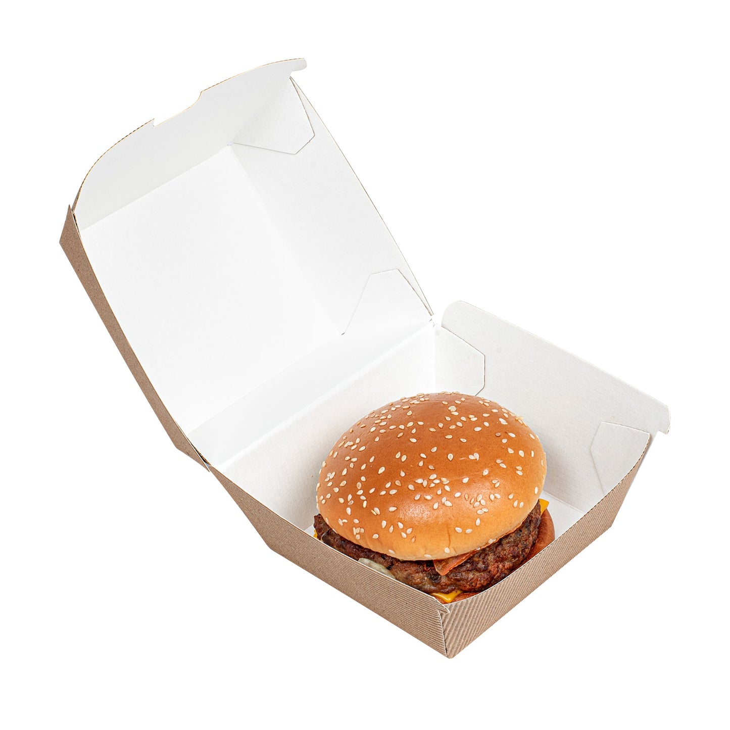 Bio Tek Kraft Paper Burger Box - Ripple Wall - 4" x 4" x 3 3/4" - 100 count box