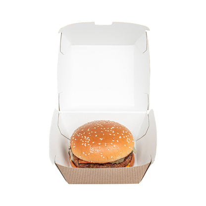 Bio Tek Kraft Paper Burger Box - Ripple Wall - 4" x 4" x 3 3/4" - 100 count box