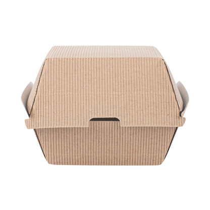 Bio Tek Kraft Paper Burger Box - Ripple Wall - 4" x 4" x 3 3/4" - 100 count box