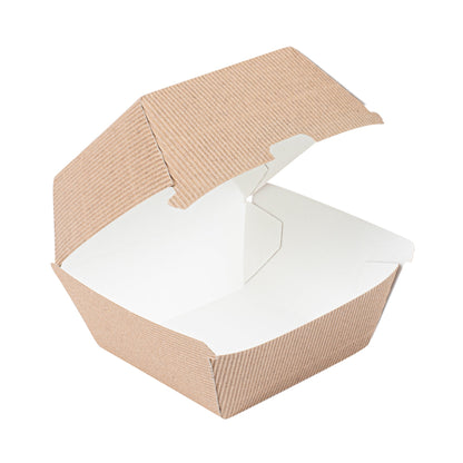 Bio Tek Kraft Paper Burger Box - Ripple Wall - 4" x 4" x 3 3/4" - 100 count box