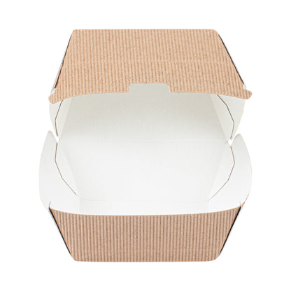 Bio Tek Kraft Paper Burger Box - Ripple Wall - 4" x 4" x 3 3/4" - 100 count box