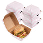 Bio Tek Pink and White Stripe Paper Burger Box - Ripple Wall - 4" x 4" x 3 3/4" - 100 count box