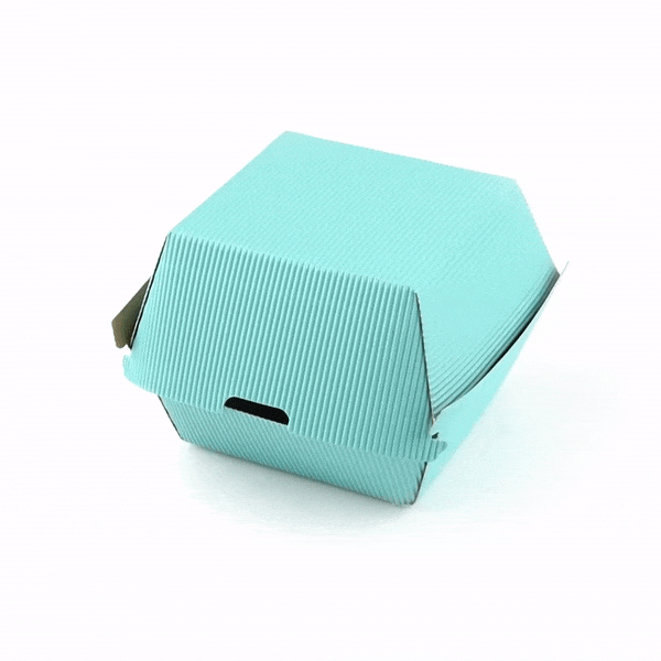 Bio Tek Turquoise Paper Burger Box - Ripple Wall - 4" x 4" x 3 3/4" - 100 count box
