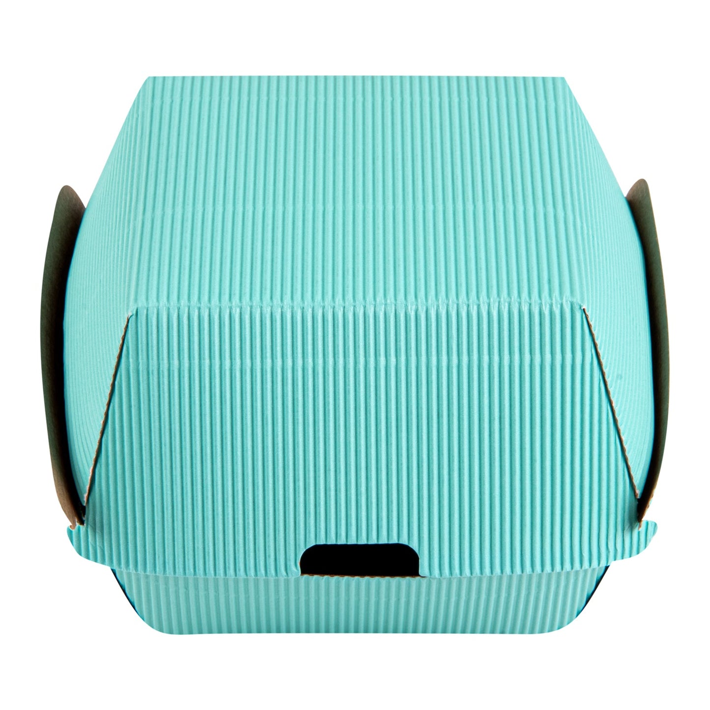 Bio Tek Turquoise Paper Burger Box - Ripple Wall - 4" x 4" x 3 3/4" - 100 count box