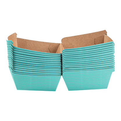 Bio Tek Turquoise Paper Burger Box - Ripple Wall - 4" x 4" x 3 3/4" - 100 count box