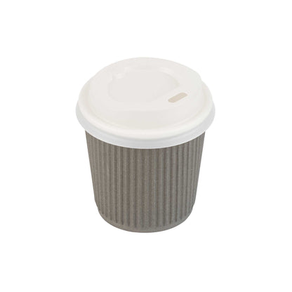 Basic Nature White PLA Plastic Coffee Cup Lid - Fits 4 oz, Compostable - 2 1/2" x 2 1/2" x 1/2" - 50 count box