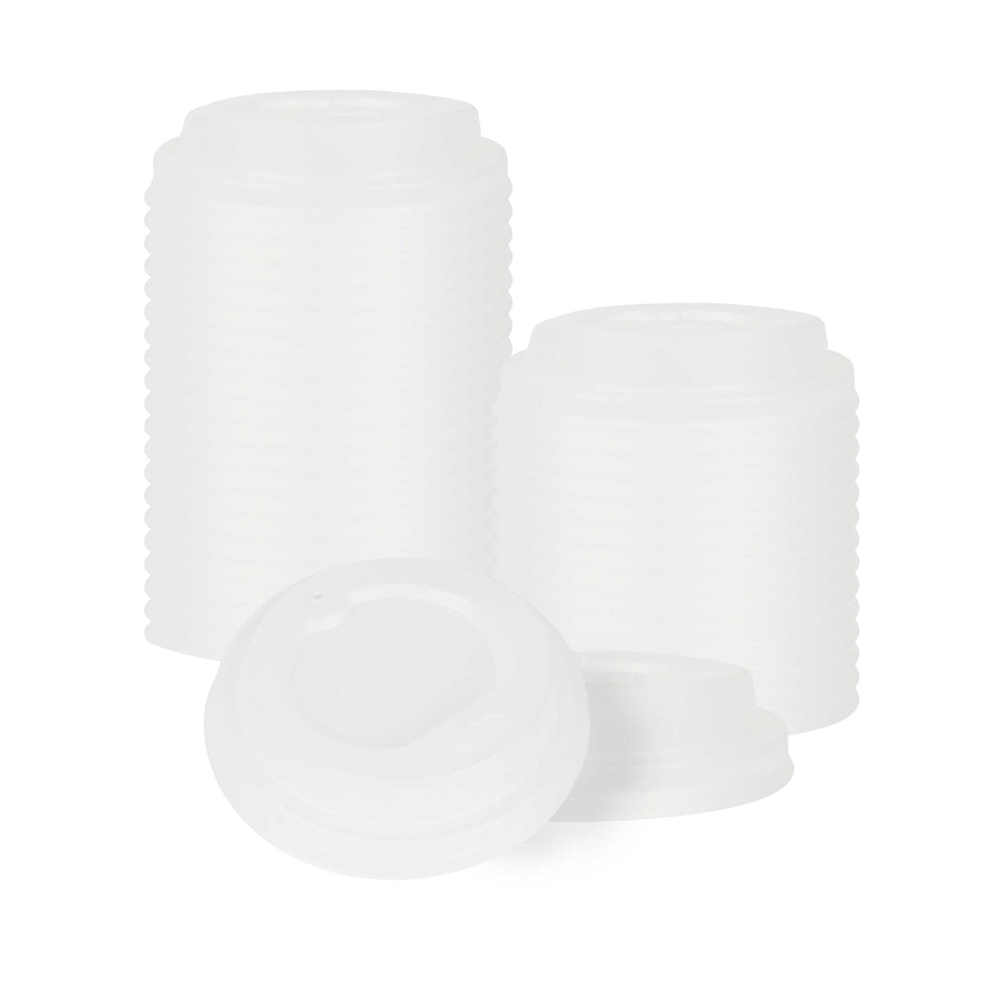 Basic Nature White PLA Plastic Coffee Cup Lid - Fits 4 oz, Compostable - 2 1/2" x 2 1/2" x 1/2" - 50 count box