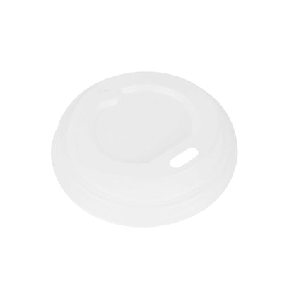Basic Nature White PLA Plastic Coffee Cup Lid - Fits 4 oz, Compostable - 2 1/2" x 2 1/2" x 1/2" - 50 count box