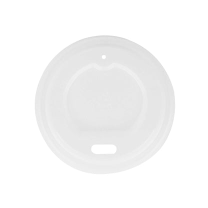 Basic Nature White PLA Plastic Coffee Cup Lid - Fits 4 oz, Compostable - 2 1/2" x 2 1/2" x 1/2" - 50 count box