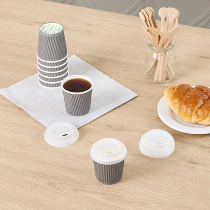 Basic Nature White PLA Plastic Coffee Cup Lid - Fits 4 oz, Compostable - 2 1/2" x 2 1/2" x 1/2" - 50 count box