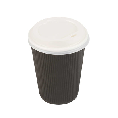 Basic Nature White PLA Plastic Coffee Cup Lid - Fits 8, 12, 16 and 20 oz, Compostable - 50 count box