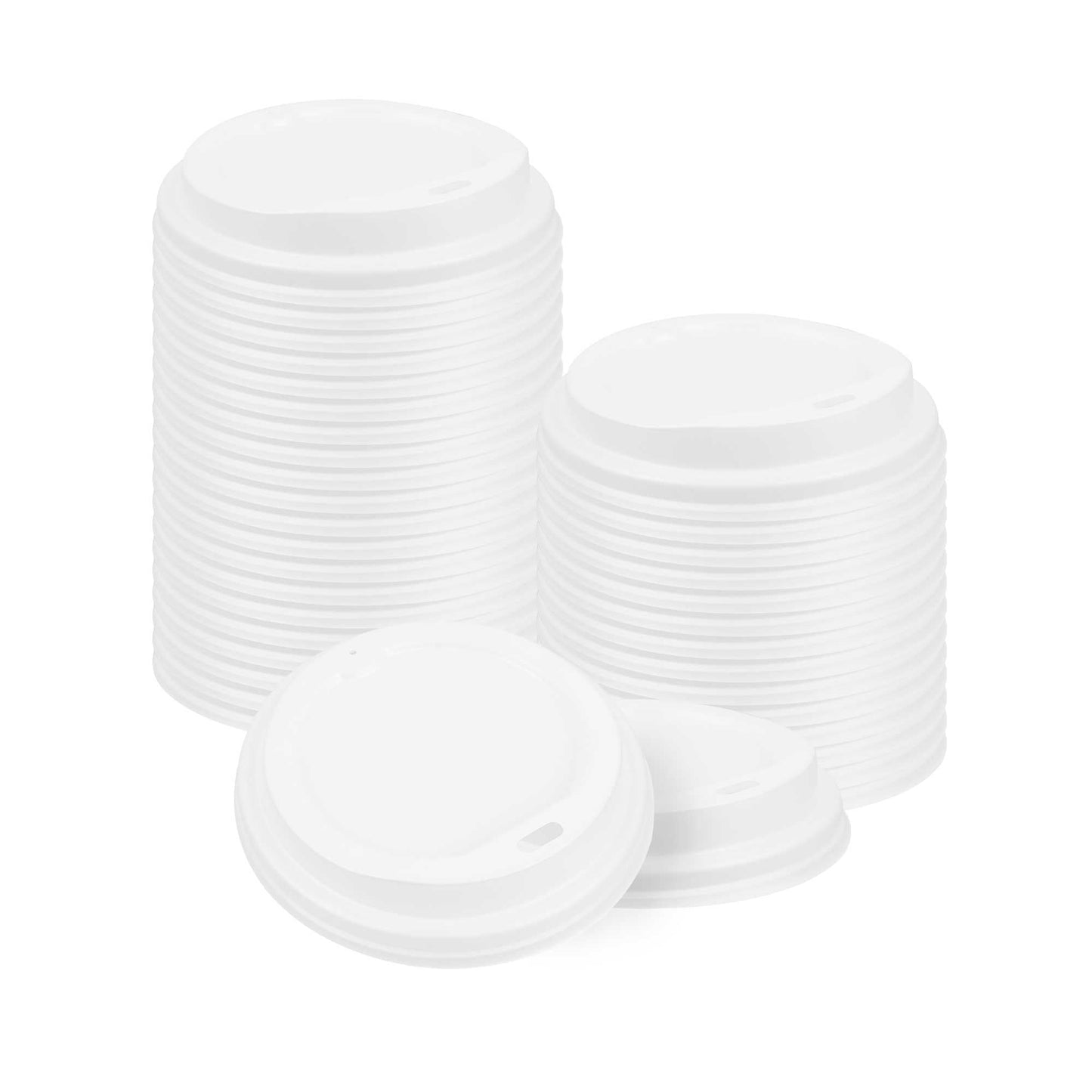 Basic Nature White PLA Plastic Coffee Cup Lid - Fits 8, 12, 16 and 20 oz, Compostable - 50 count box