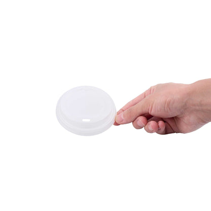 Basic Nature White PLA Plastic Coffee Cup Lid - Fits 8, 12, 16 and 20 oz, Compostable - 50 count box