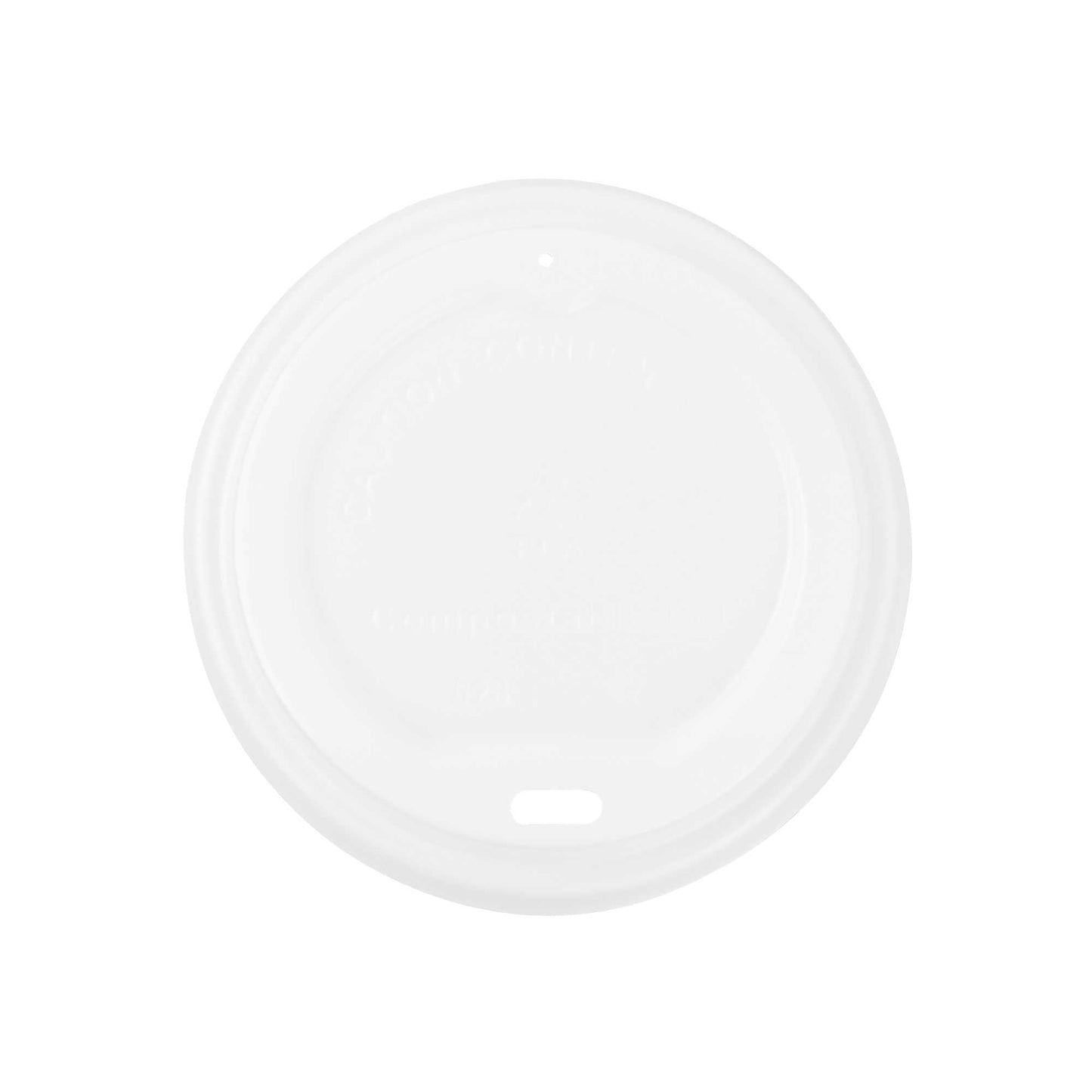 Basic Nature White PLA Plastic Coffee Cup Lid - Fits 8, 12, 16 and 20 oz, Compostable - 500 count box