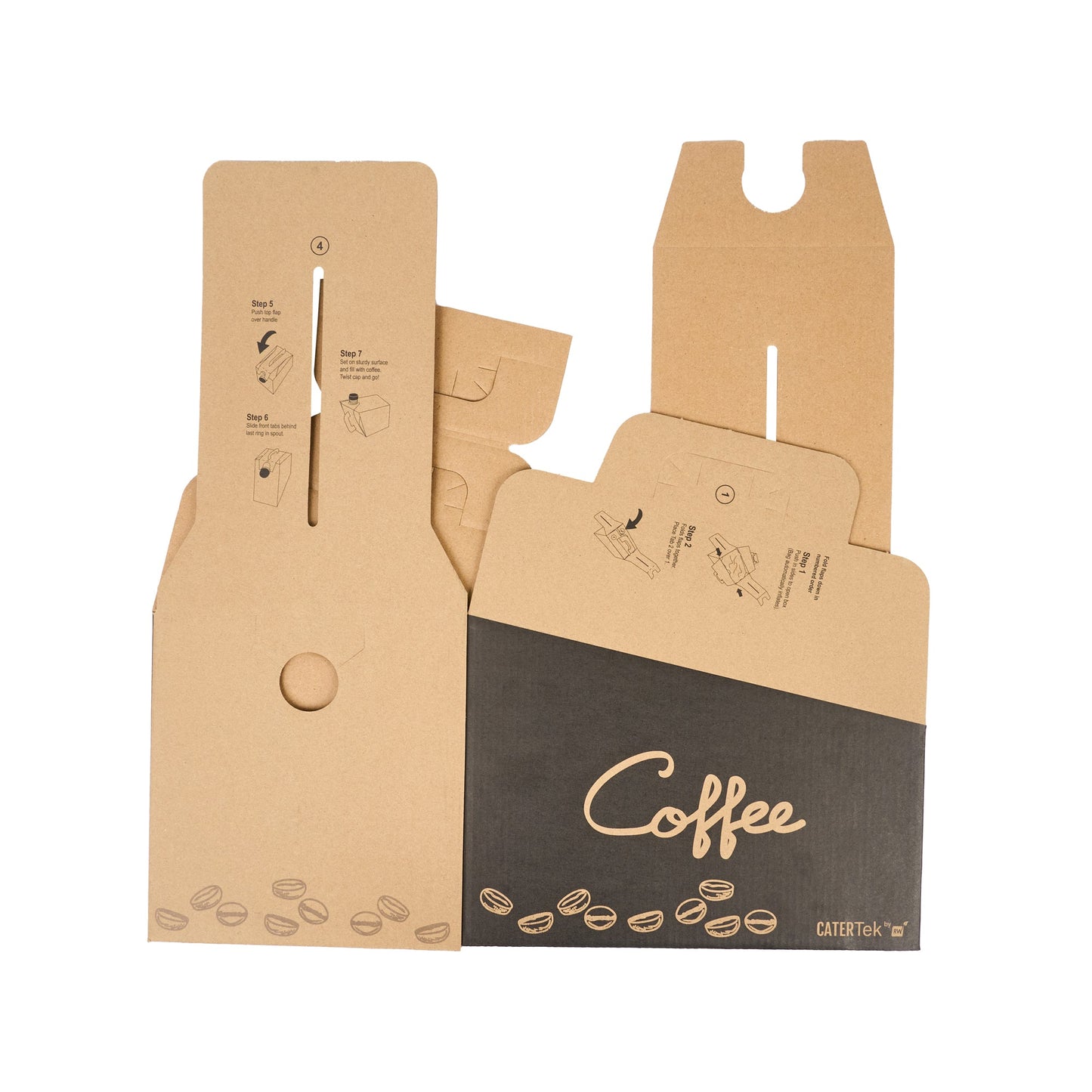 Restpresso 96 oz Kraft and Black Paper Coffee / Beverage Take Out Container - 12 Cups - 10 count box