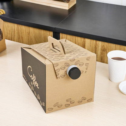 Restpresso 96 oz Kraft and Black Paper Coffee / Beverage Take Out Container - 12 Cups - 10 count box