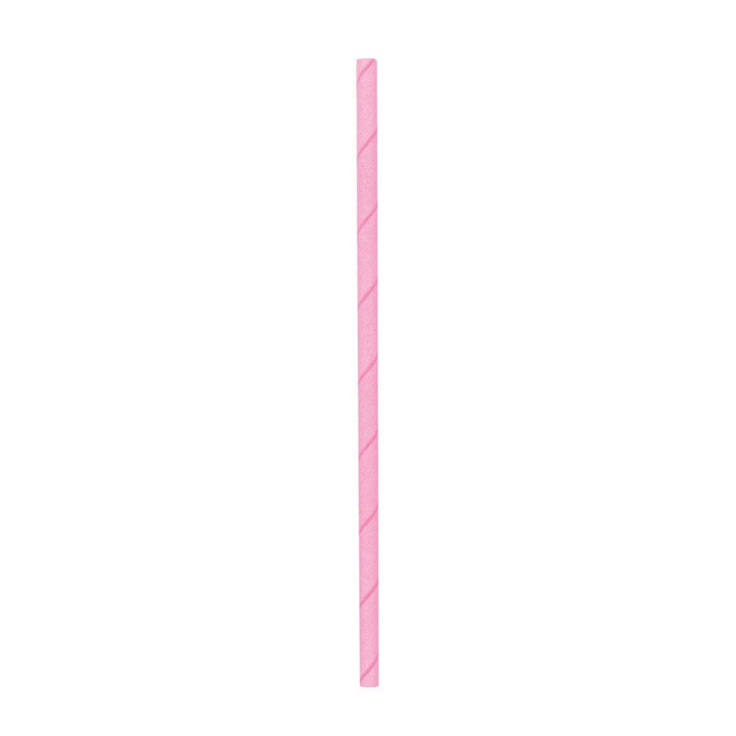 Bev Tek Pink Paper Straw - Biodegradable, 6mm - 7 3/4" - 100 count box