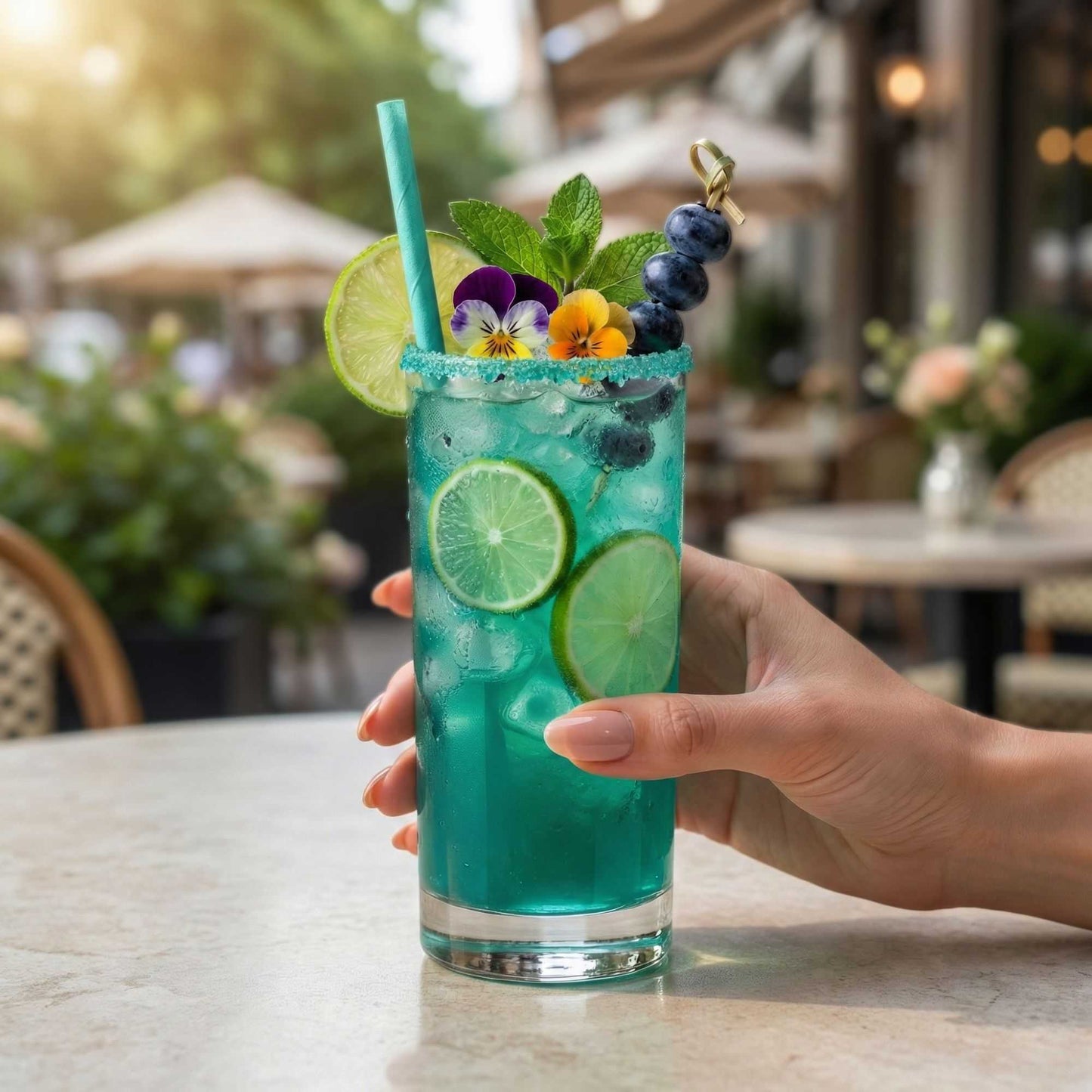 Bev Tek Teal Paper Straw - Biodegradable, 6mm - 7 3/4" - 25 count box