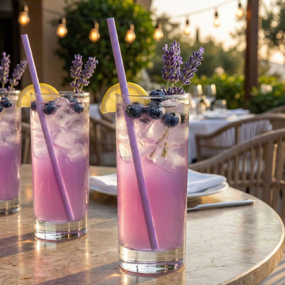Bev Tek Lilac Paper Straw - Biodegradable, 6mm - 7 3/4" - 25 count box