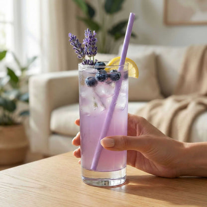 Bev Tek Lilac Paper Straw - Biodegradable, 6mm - 7 3/4" - 25 count box