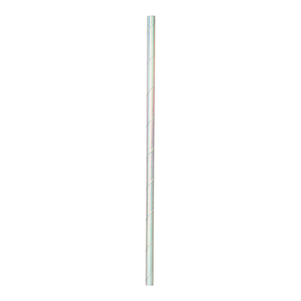 Bev Tek Metallic Ice Blue Paper Straw - 6mm - 7 3/4" - 25 count box