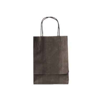 Saving Nature Black Paper Small Retail Bag - with Handles - 6" x 3 1/4" x 8 1/4" - 100 count box