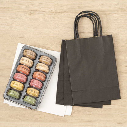 Saving Nature Black Paper Small Retail Bag - with Handles - 6" x 3 1/4" x 8 1/4" - 100 count box