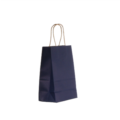 Saving Nature Dark Blue Paper Small Retail Bag - with Handles - 6" x 3 1/4" x 8 1/4" - 100 count box