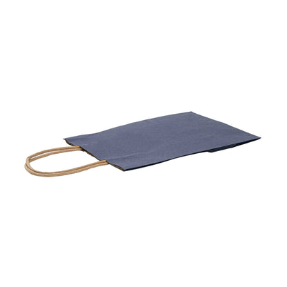 Saving Nature Dark Blue Paper Small Retail Bag - with Handles - 6" x 3 1/4" x 8 1/4" - 100 count box
