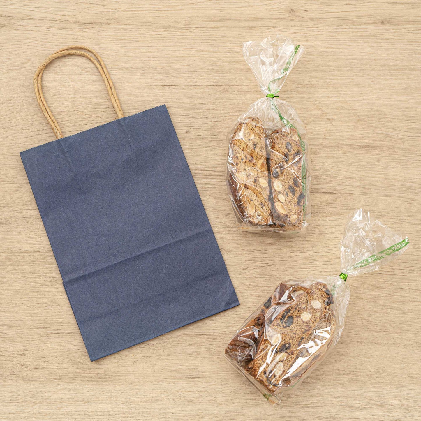 Saving Nature Dark Blue Paper Small Retail Bag - with Handles - 6" x 3 1/4" x 8 1/4" - 100 count box