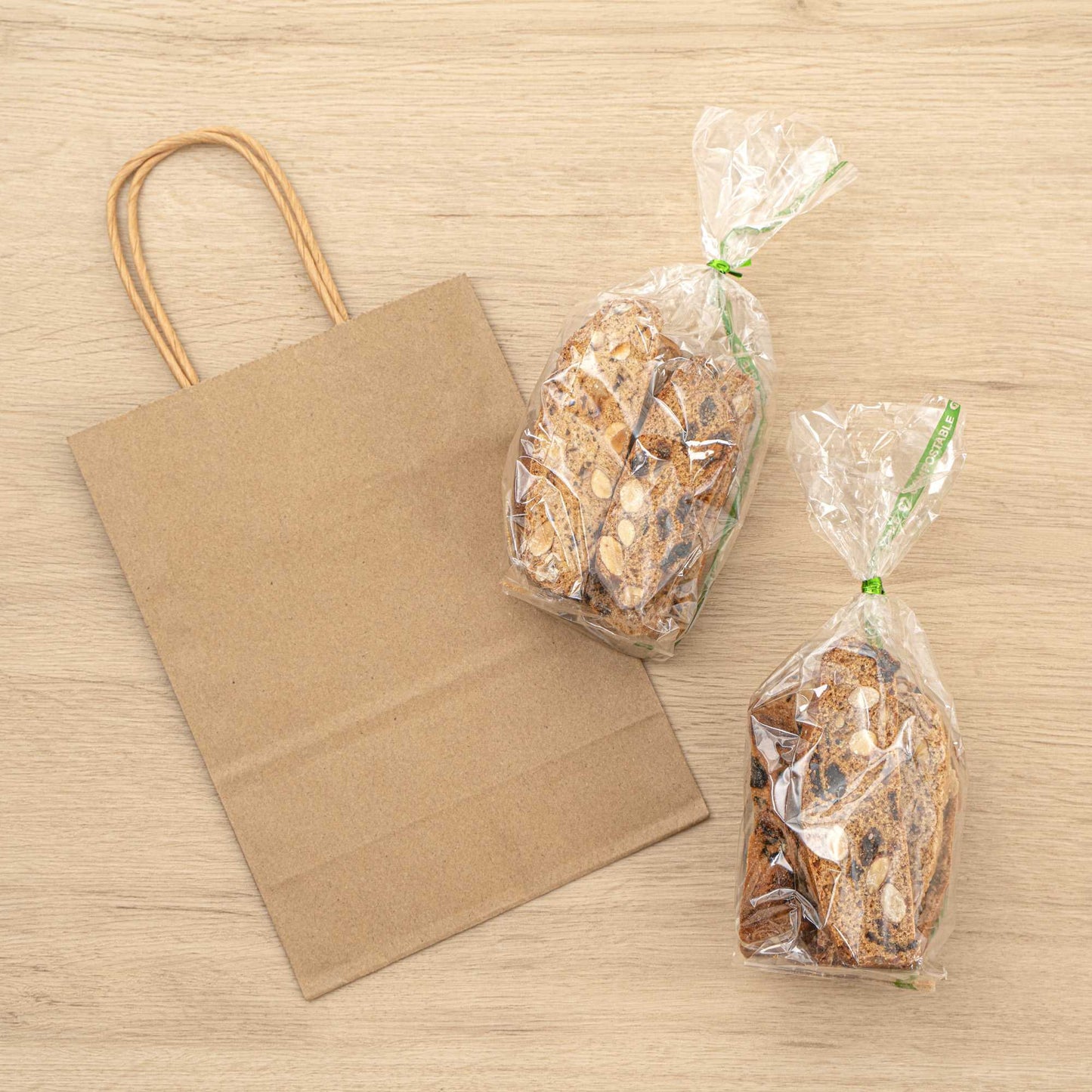 Saving Nature Kraft Paper Small Retail Bag - with Handles - 6" x 3 1/4" x 8 1/4" - 100 count box
