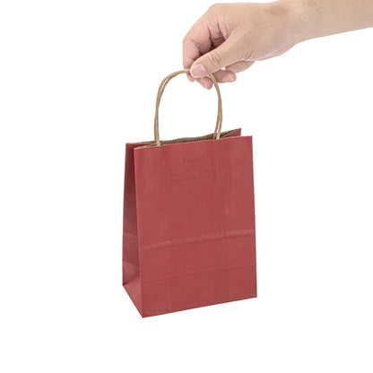 Saving Nature Red Paper Small Retail Bag - with Handles - 6" x 3 1/4" x 8 1/4" - 100 count box