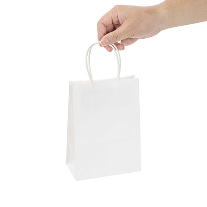 Saving Nature White Paper Small Retail Bag - with Handles - 6" x 3 1/4" x 8 1/4" - 100 count box
