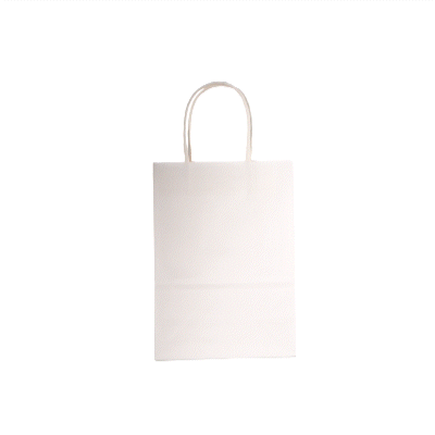 Saving Nature White Paper Small Retail Bag - with Handles - 6" x 3 1/4" x 8 1/4" - 100 count box