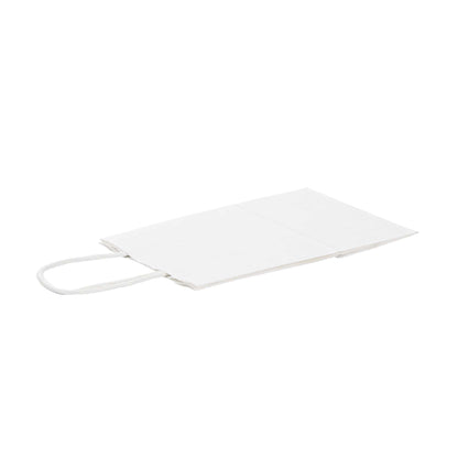 Saving Nature White Paper Small Retail Bag - with Handles - 6" x 3 1/4" x 8 1/4" - 100 count box
