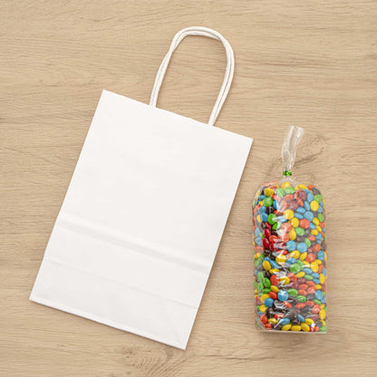 Saving Nature White Paper Small Retail Bag - with Handles - 6" x 3 1/4" x 8 1/4" - 100 count box