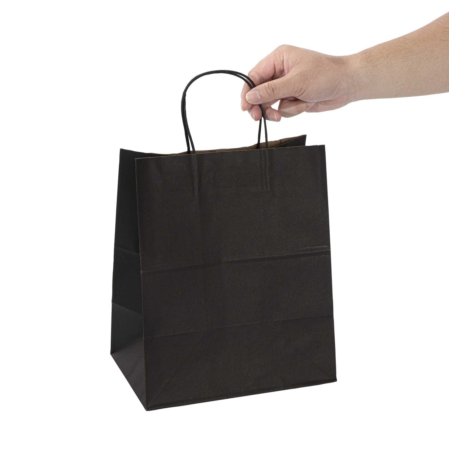 Saving Nature Black Paper Medium Retail Bag - with Handles - 10" x 6 3/4" x 12" - 100 count box