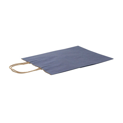 Saving Nature Dark Blue Paper Medium Retail Bag - with Handles - 10" x 6 3/4" x 12" - 100 count box
