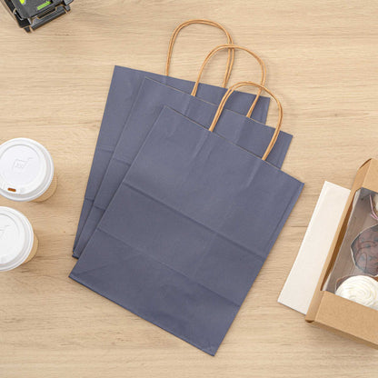 Saving Nature Dark Blue Paper Medium Retail Bag - with Handles - 10" x 6 3/4" x 12" - 100 count box