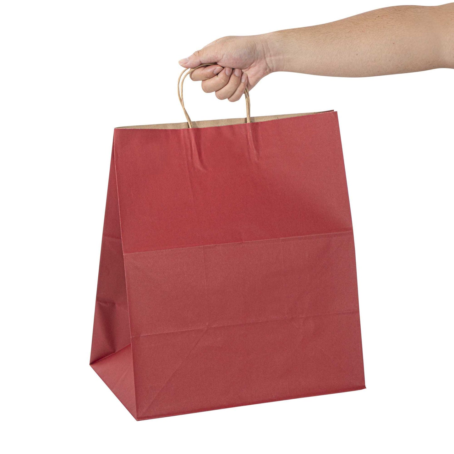 Saving Nature Red Paper Large Retail Bag - with Handles - 16" x 9 3/4" x 17 1/4" - 100 count box