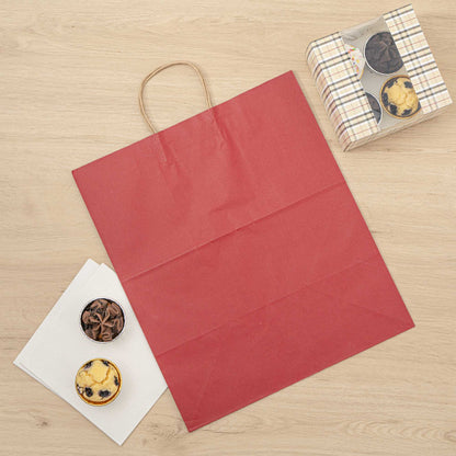 Saving Nature Red Paper Large Retail Bag - with Handles - 16" x 9 3/4" x 17 1/4" - 100 count box