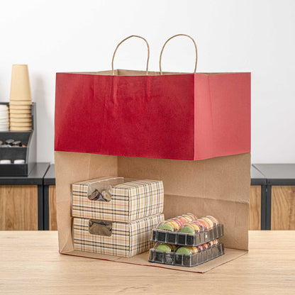 Saving Nature Red Paper Large Retail Bag - with Handles - 16" x 9 3/4" x 17 1/4" - 100 count box