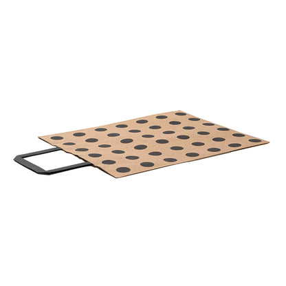 Saving Nature Kraft Paper Medium Retail Bag - Black Polka Dot, with Handles - 10" x 6 3/4" x 12" - 100 count box