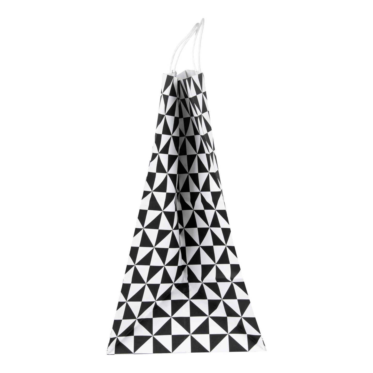 Vogue White Paper Large Shopping Bag - Black Geo Print, with Handles - 16" x 9 3/4" x 17 1/4" - 100 count box