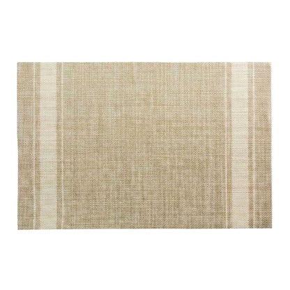 French Countryside Khaki Vinyl Woven Placemat - with Eggshell Stripe - 16" x 12" - 6 count box