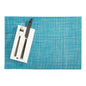 Carmel Mesh Blue Vinyl Woven Placemat - with Pearl Threads - 16" x 12" - 6 count box