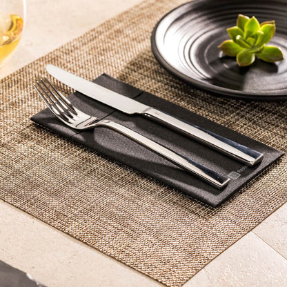 Carmel Mesh Smoked Gold Vinyl Woven Placemat - with White Threads - 16" x 12" - 6 count box