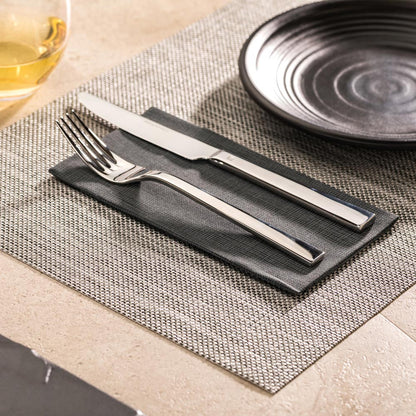Carmel Mesh Pewter Vinyl Woven Placemat - 16" x 12" - 6 count box