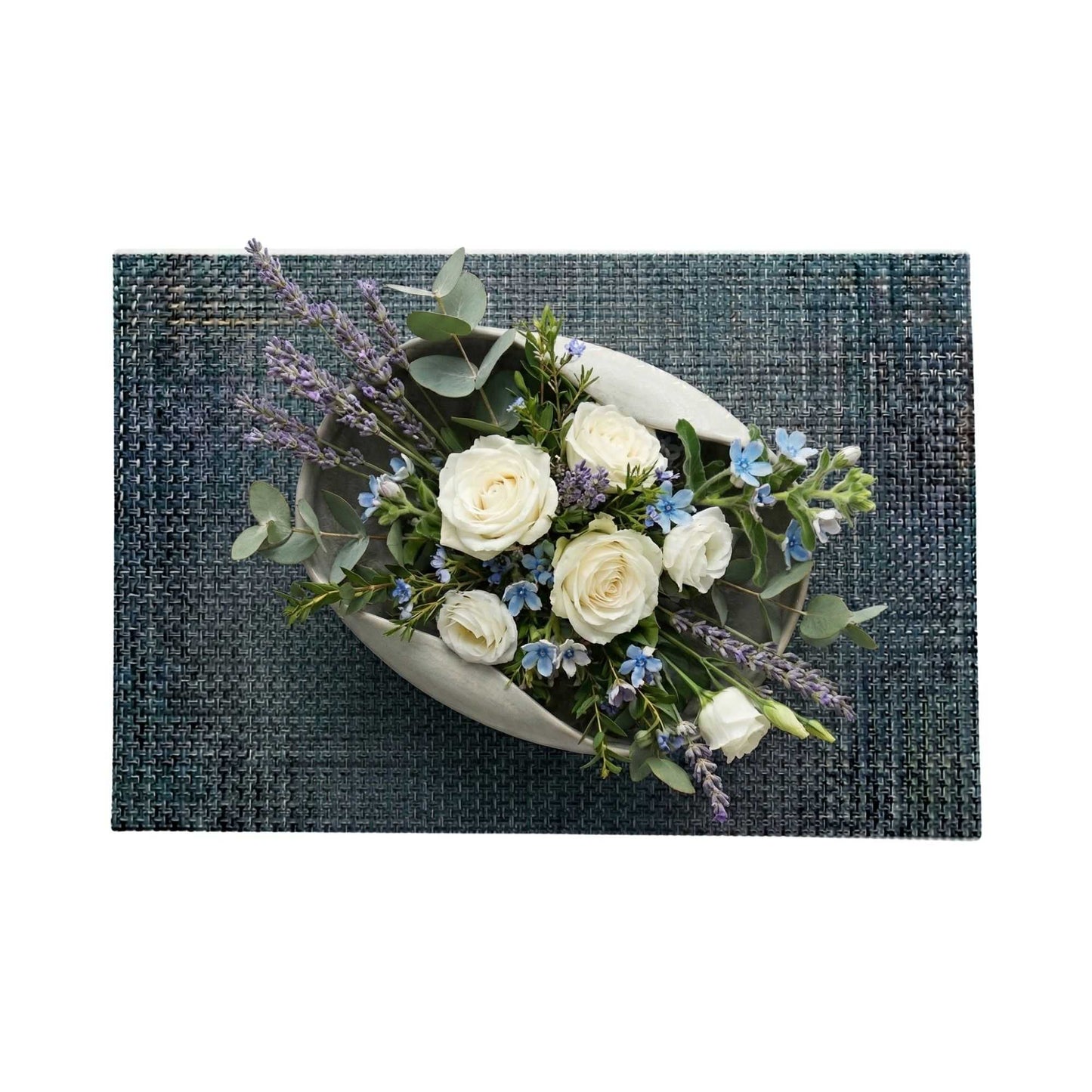 Amalfi Basketweave Baltic Blue Vinyl Woven Placemat - 16" x 12" - 6 count box